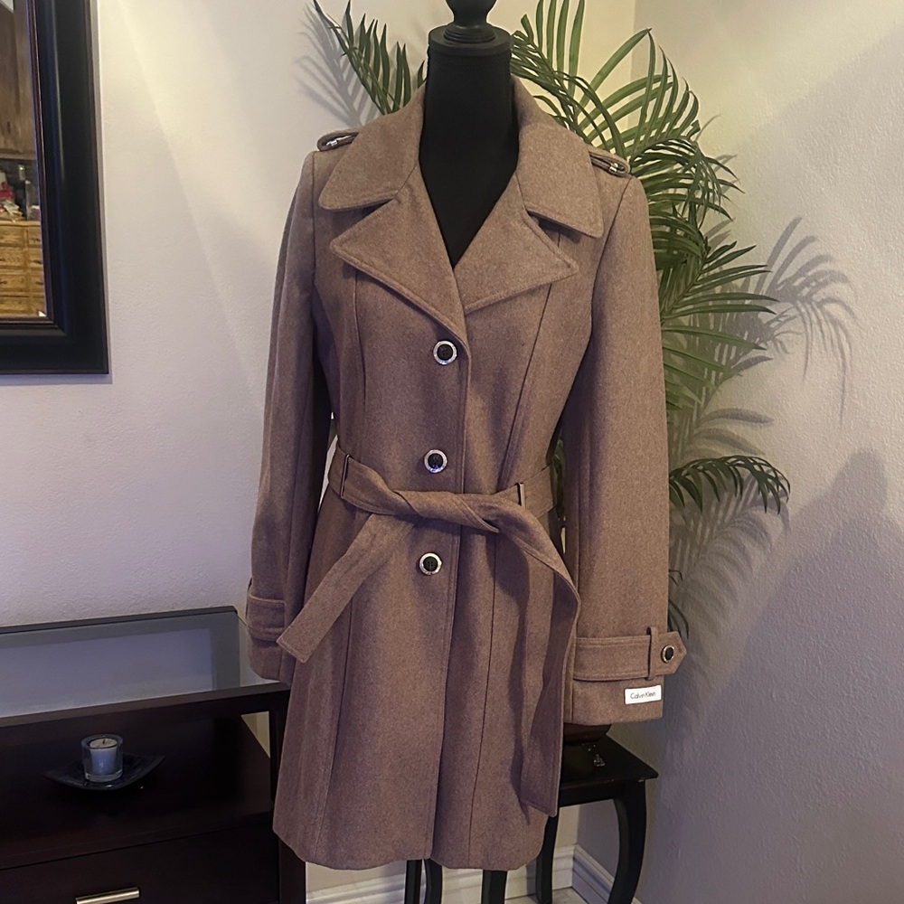 Calvin Klein Tan Belted Trench Coat